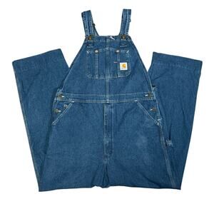 Carhartt Denim Bib Overalls Workwear Blue 2007 Size 40x34